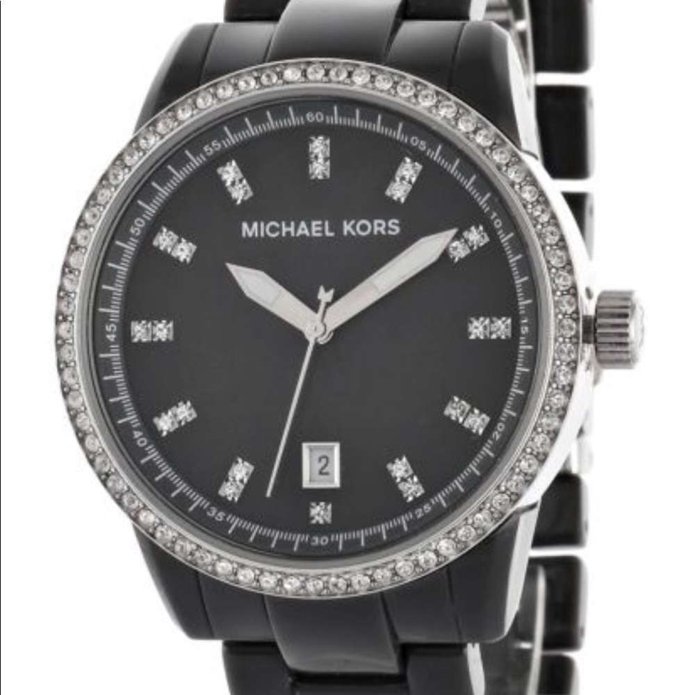 MICHAEL KORS GRAY ACRYLIC SWAROVSKI CRYSTAL